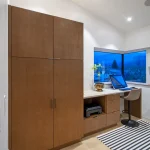 Warm Wood Home Office | Built-In Desk & Storage