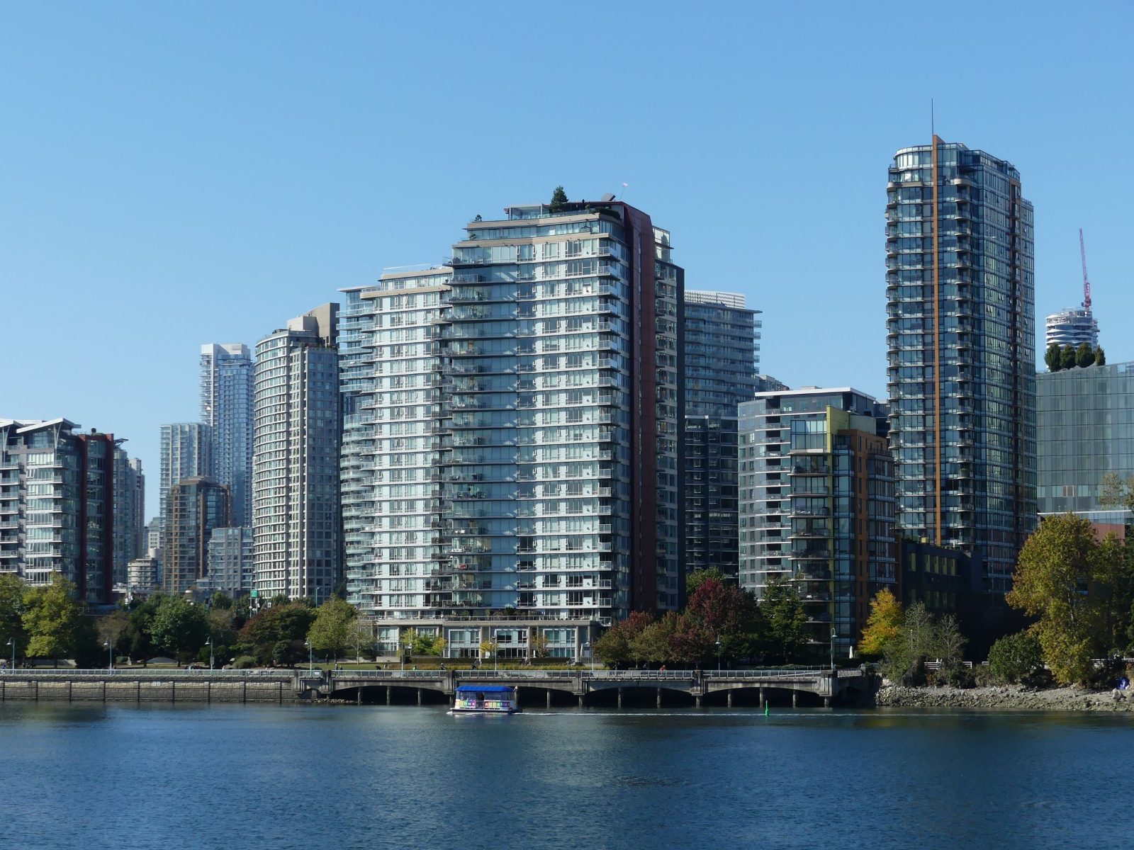 High-rise condo towers along the False Creek waterfront in Vancouver